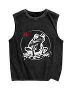 Japanese Frog Vintage Distressed Washed Tank Top