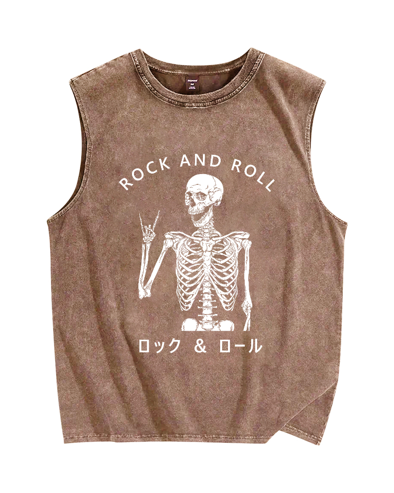 Rock & Roll Vintage Distressed Washed Tank Top