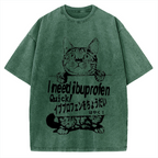 Ibuprofen Cat Vintage Washed T-shirt