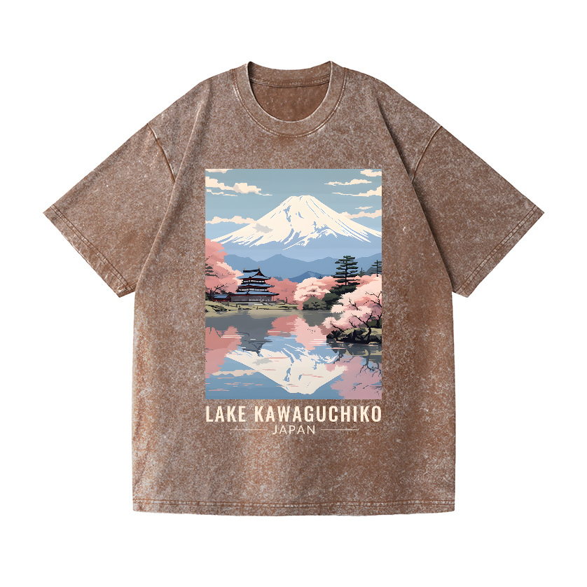 Lake Kawaguchiko Vintage Wash Japanese Design T-Shirt