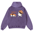 Sushi Vintage Washed Cotton Back Art Hoodie
