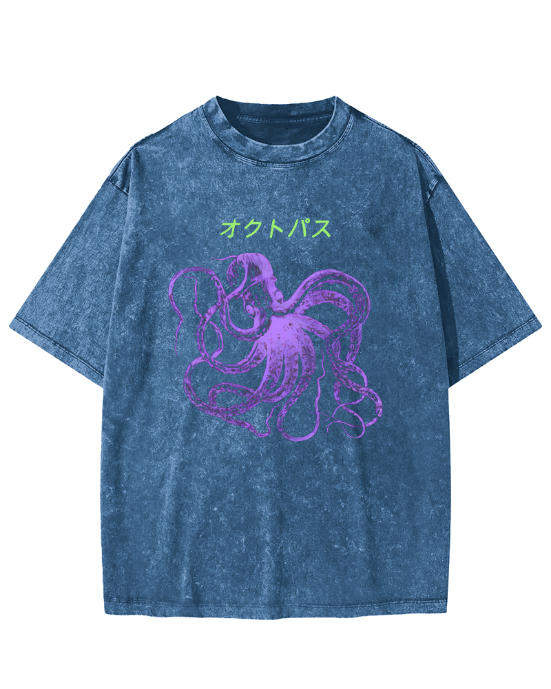 Japanese Octopus Vintage Washed T-shirt
