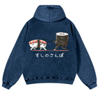 Sushi Vintage Washed Cotton Back Art Hoodie