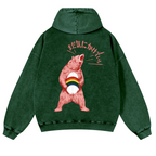 Bear Vintage Washed Cotton Back Art Hoodie