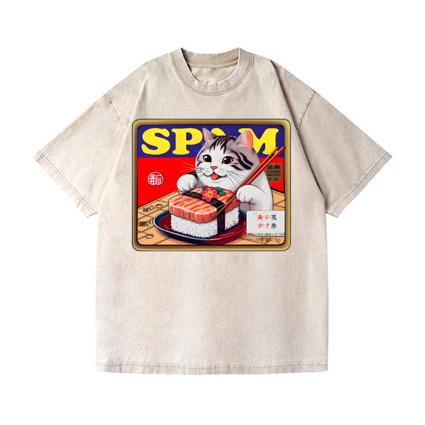 Sushi Cat Vintage Wash Japanese Design T-Shirt