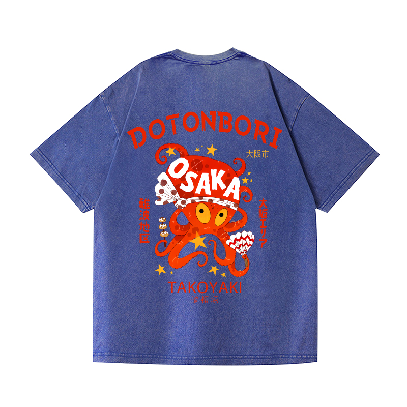 Osaka Dotonbori Vintage Wash Japanese Design Back Art T-Shirt