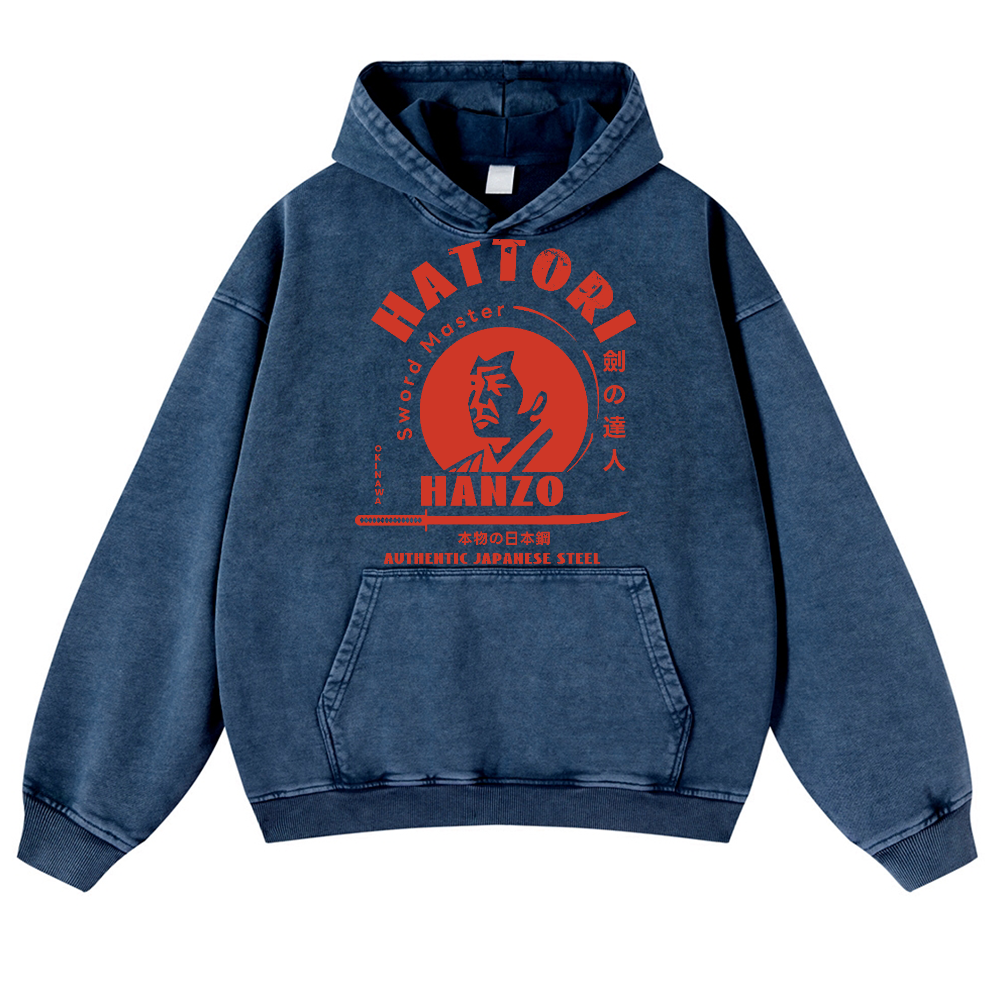 Okinawa Hattori Hanzo Vintage Washed Thick Cotton Hoodie
