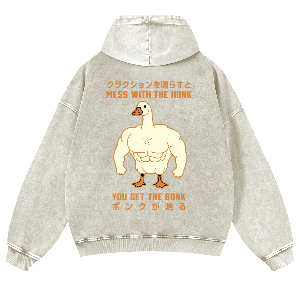 Duck Goose Vintage Washed Cotton Back Art Hoodie