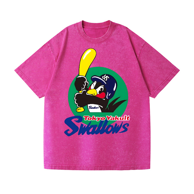 Tokyo Yakult Swallows Baseball Vintage Wash Japanese Design T-Shirt