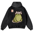 Frog Vintage Washed Cotton Back Art Hoodie