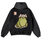 Frog Vintage Washed Cotton Back Art Hoodie