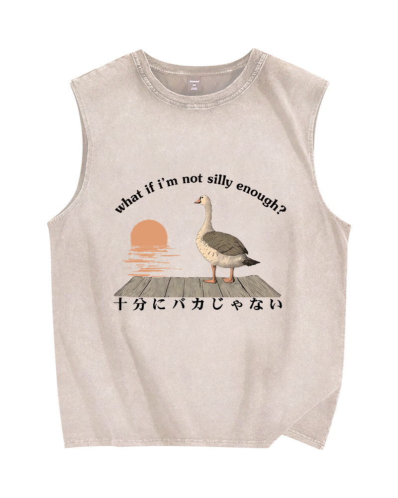 What If I'm Not Silly Enough Vintage Distressed Washed Tank Top