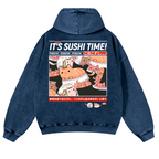 Sushi Vintage Washed Cotton Back Art Hoodie