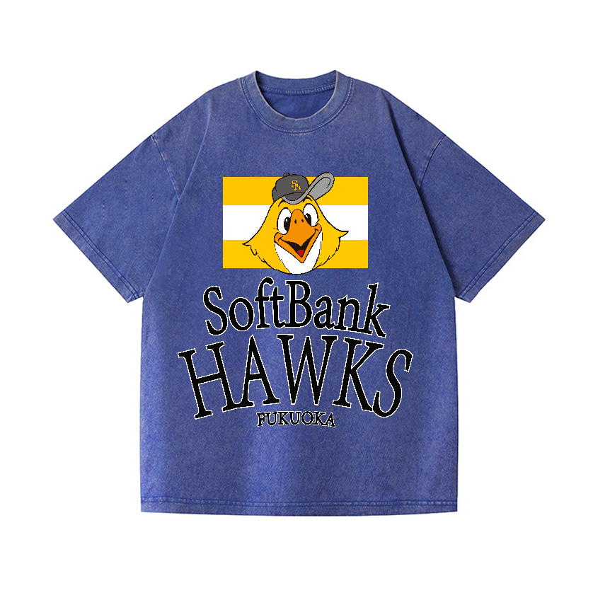 Fukuoka SoftBank Hawks Baseball Vintage Wash Japanese Design T-Shirt
