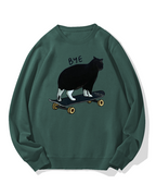 Cat On Skateboard Cotton Sweatshirt