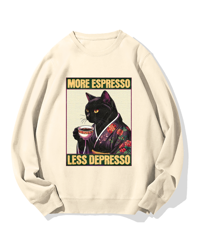 Kimono Coffee Cat Cotton Sweatshirt