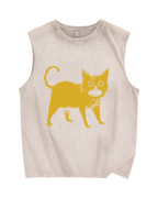 Horrible Japanese Cat Vintage Distressed Washed Tank Top