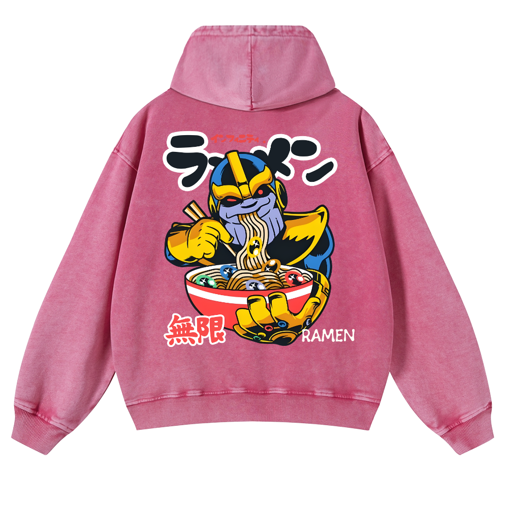 Ramen Hero Vintage Washed Cotton Back Art Hoodie