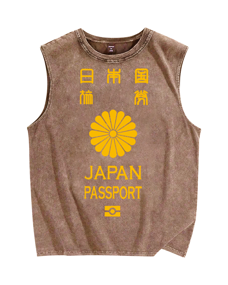 Japan Passport Vintage Distressed Washed Tank Top