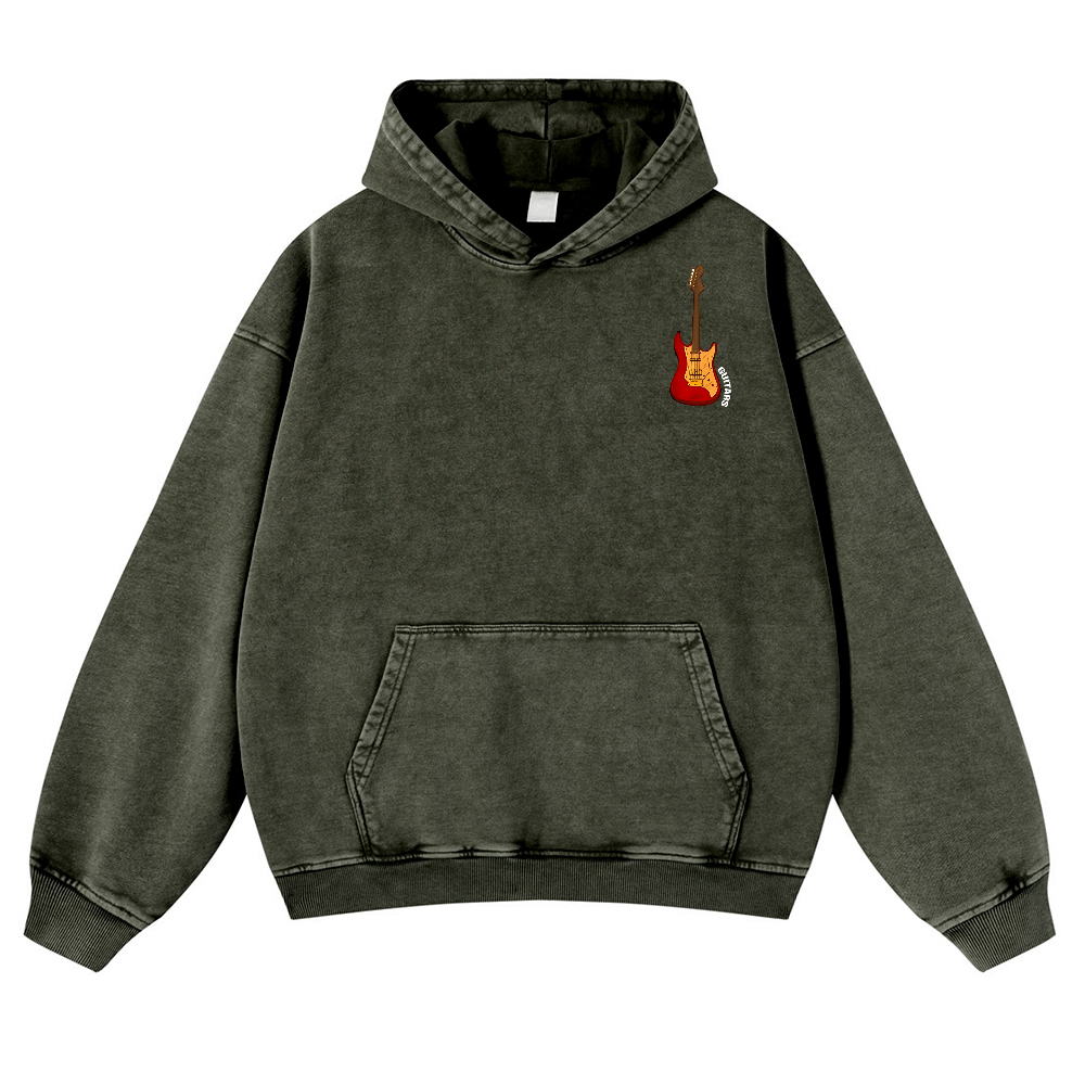 Guitars Vintage Washed Cotton Back Art Hoodie