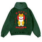Hachiko Vintage Washed Cotton Back Art Hoodie