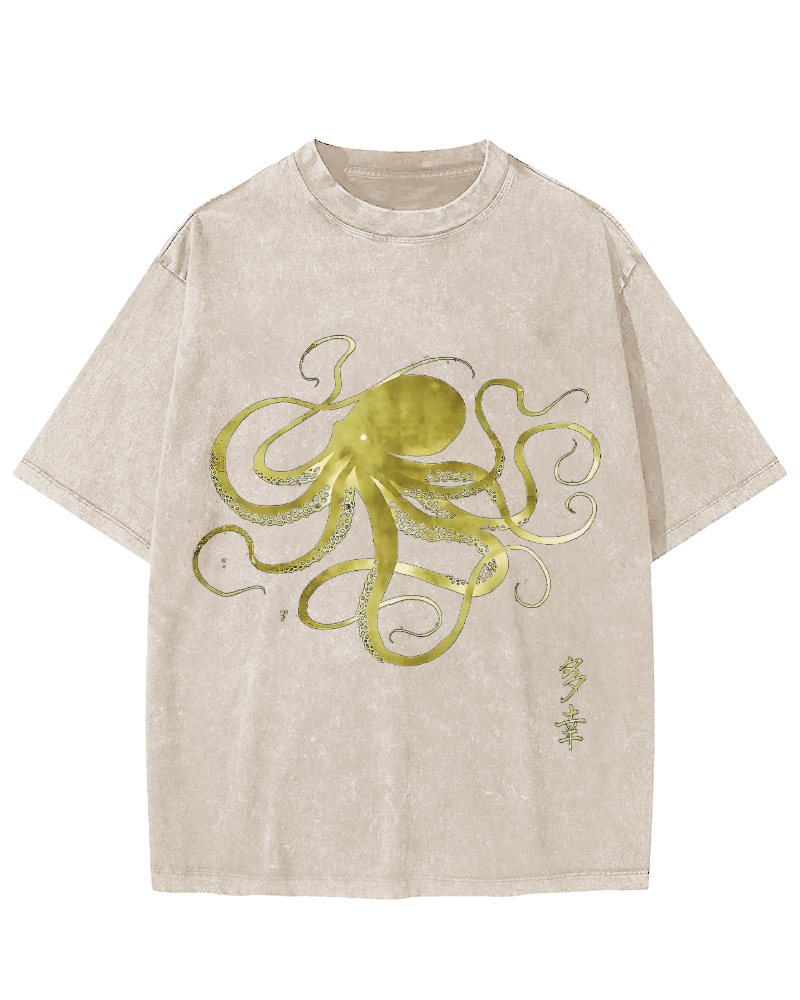Japanese Octopus Vintage Washed T-shirt
