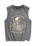 40% Coffee & 60% Mistakes Skull Vintage Distressed Washed Tank Top