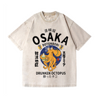 Osaka Dotonbori Drunken Octopus Vintage Wash Japanese Design T-Shirt