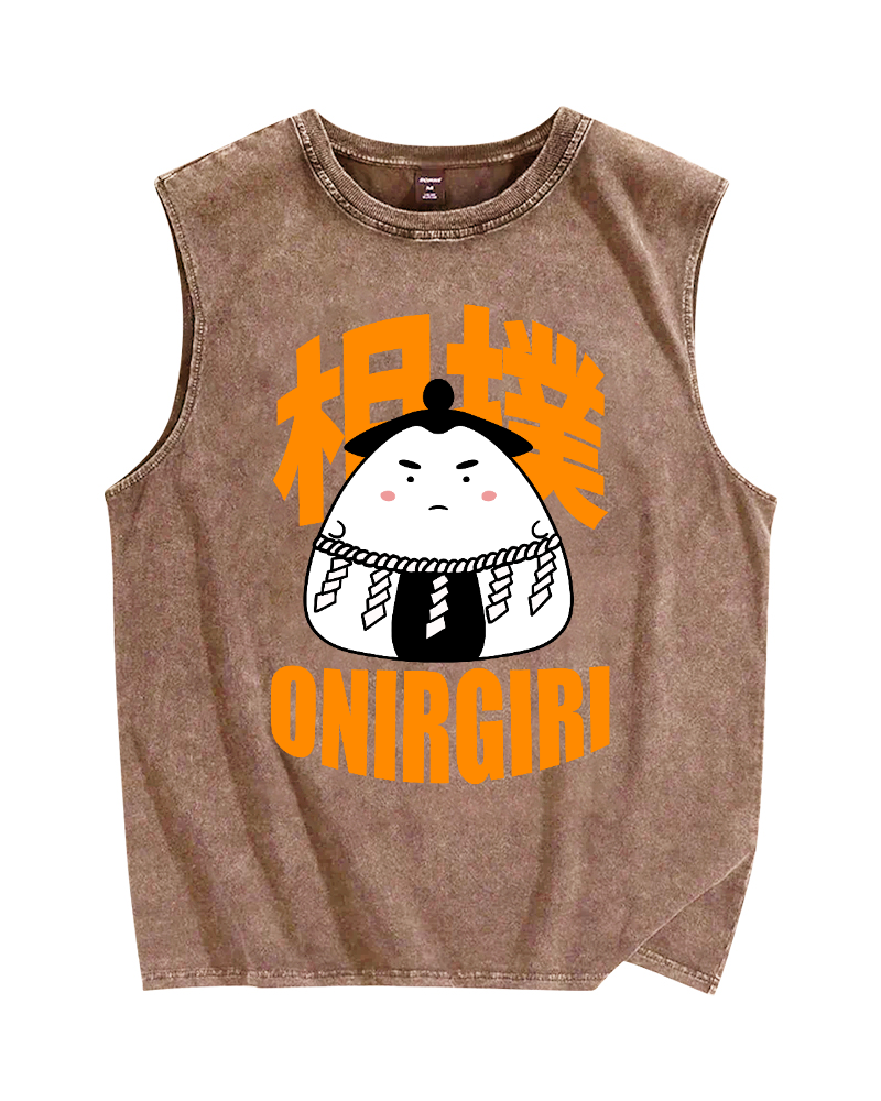 Sumo Onigiri Vintage Distressed Washed Tank Top