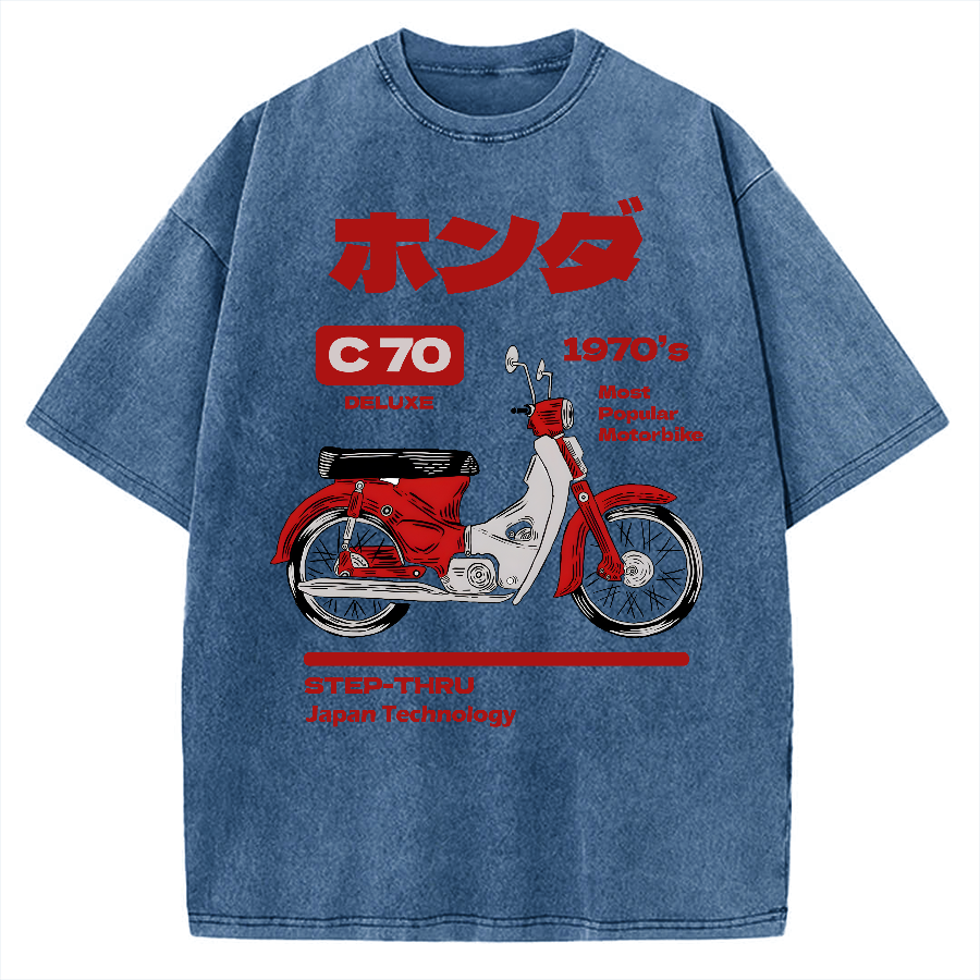 C70 Retro Motorcycle Vintage Washed T-shirt