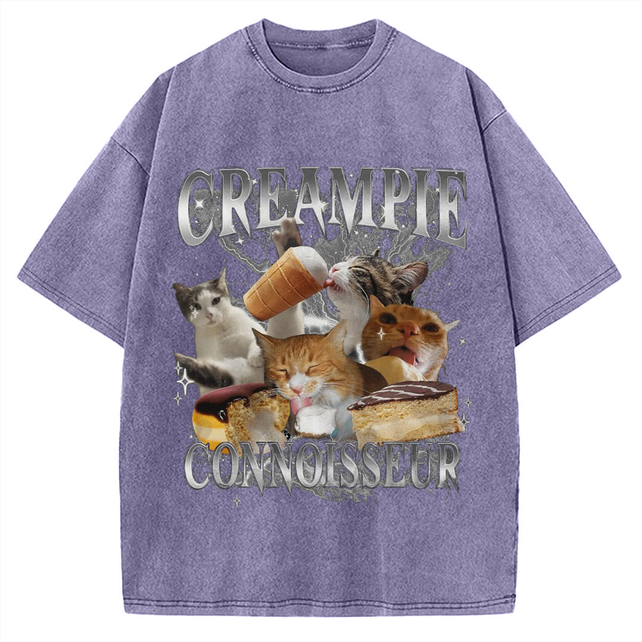 Creampie Connoisseur Meme Vintage Washed T-shirt