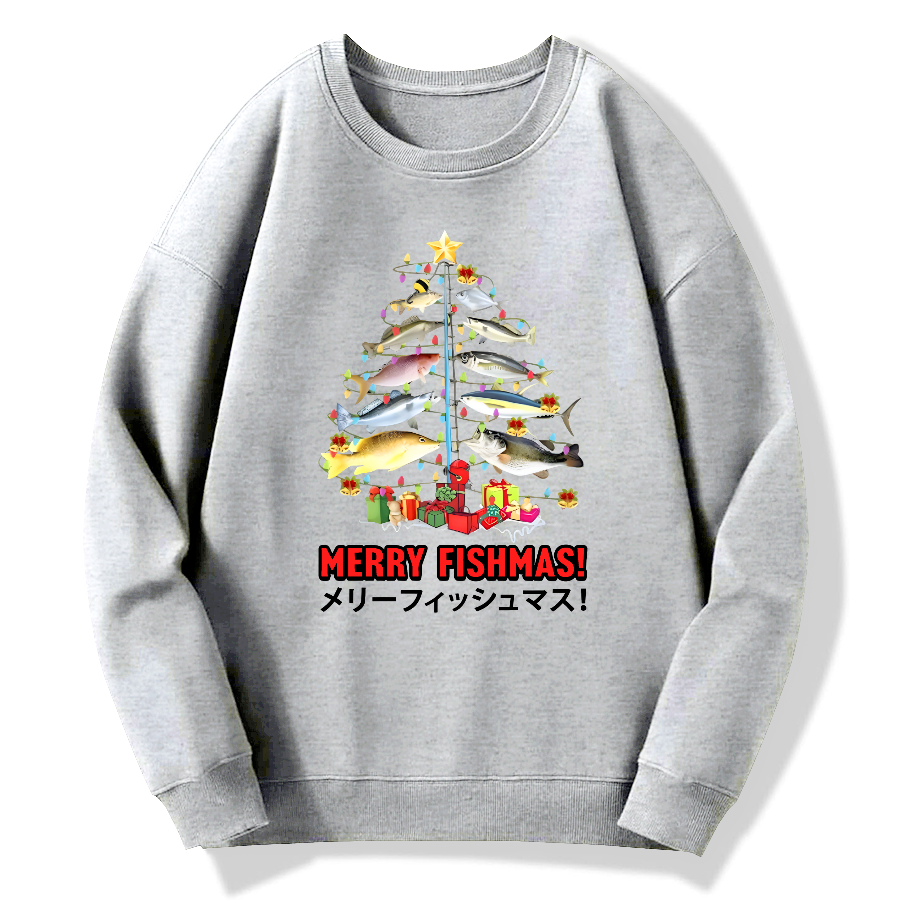 Christmas Fish Tree Japanese Style Cotton Pullover Sweatshirt