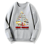 Christmas Fish Tree Japanese Style Cotton Pullover Sweatshirt