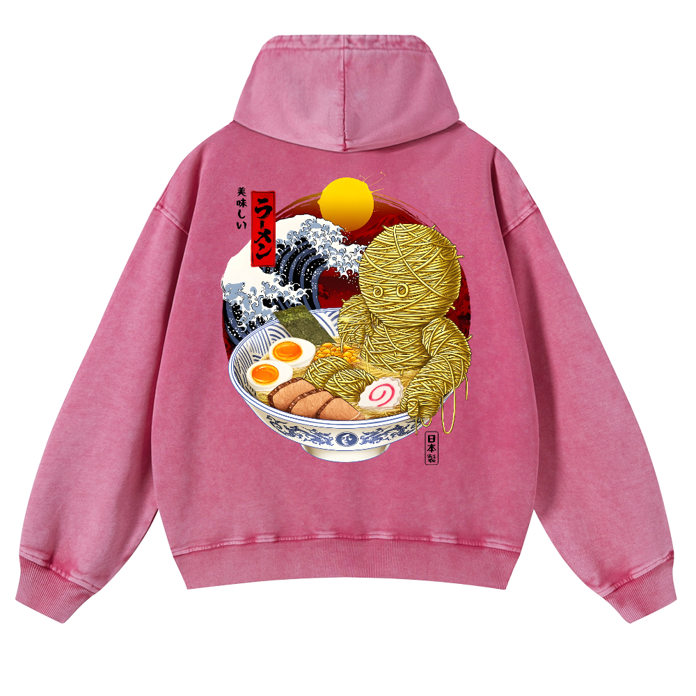 Ramen Yummy Vintage Washed Cotton Back Art Hoodie