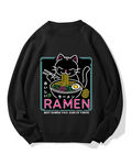 Neon Cat Ramen Cotton Sweatshirt