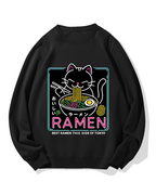 Neon Cat Ramen Cotton Sweatshirt