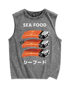 Sea Food Vintage Distressed Washed Tank Top