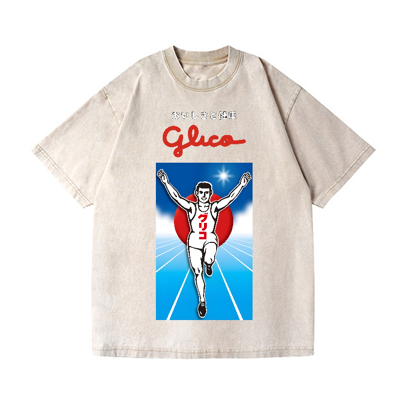 Osaka Dotonbori Glico Running Man Vintage Wash Japanese Design T-Shirt