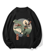 Japanese Dinosaur Warrior Cotton Sweatshirt