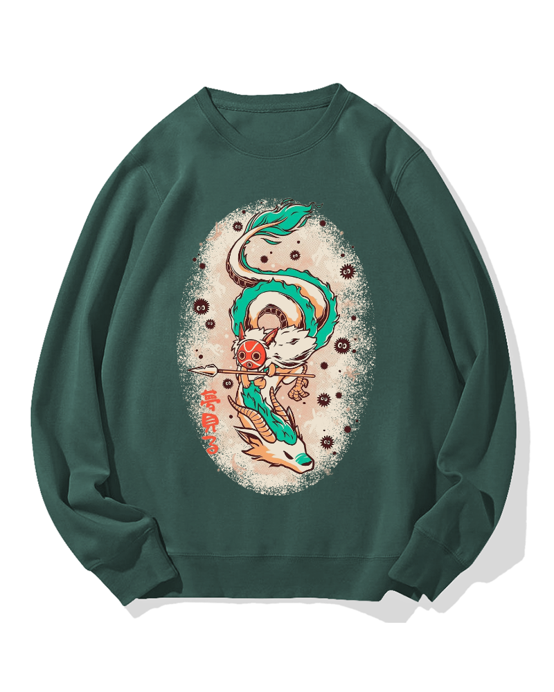 Japanese White Dragon Cotton Sweatshirt