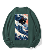 Cat of the Great Wave off Kanagawa Cotton Sweatshirt