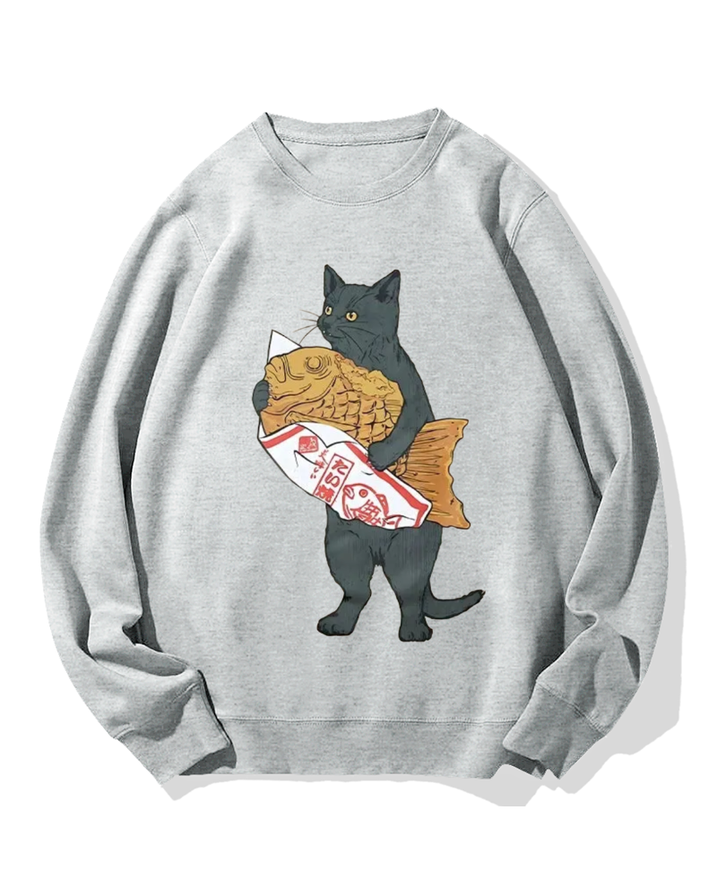 Cat holding taiyaki Cotton Sweatshirt