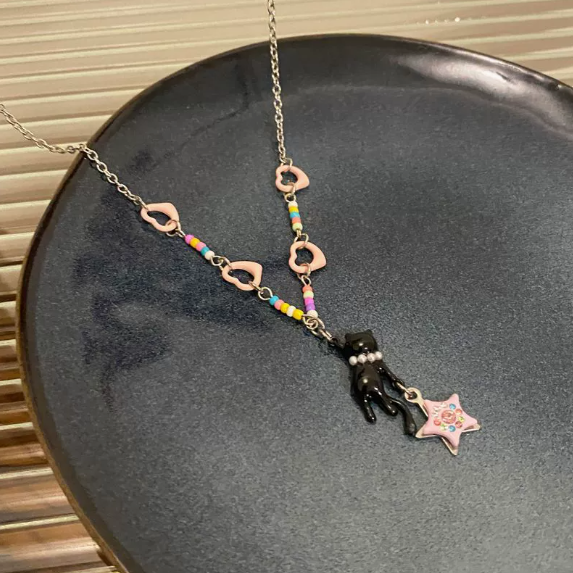 Black Cat Beaded Necklace