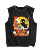 Ramen Cat Vintage Distressed Washed Tank Top