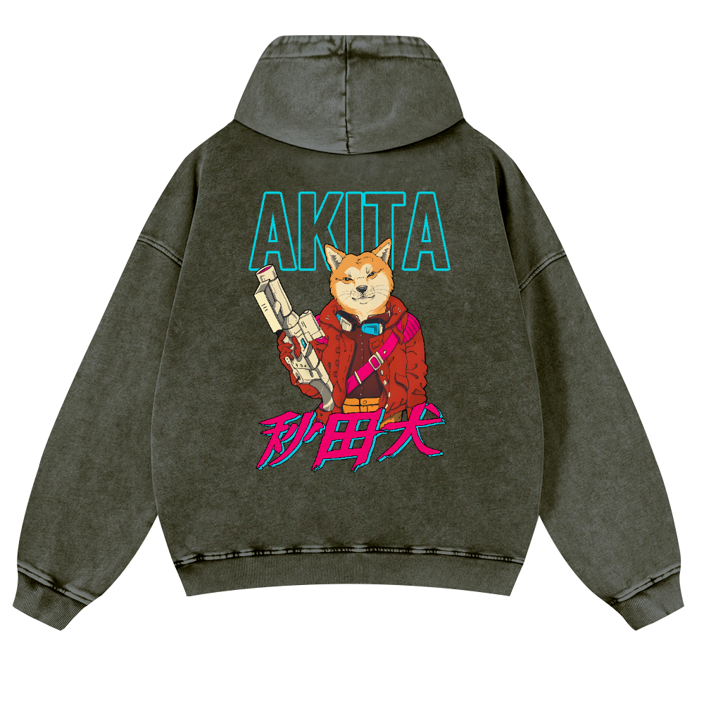 Akita Vintage Washed Cotton Back Art Hoodie