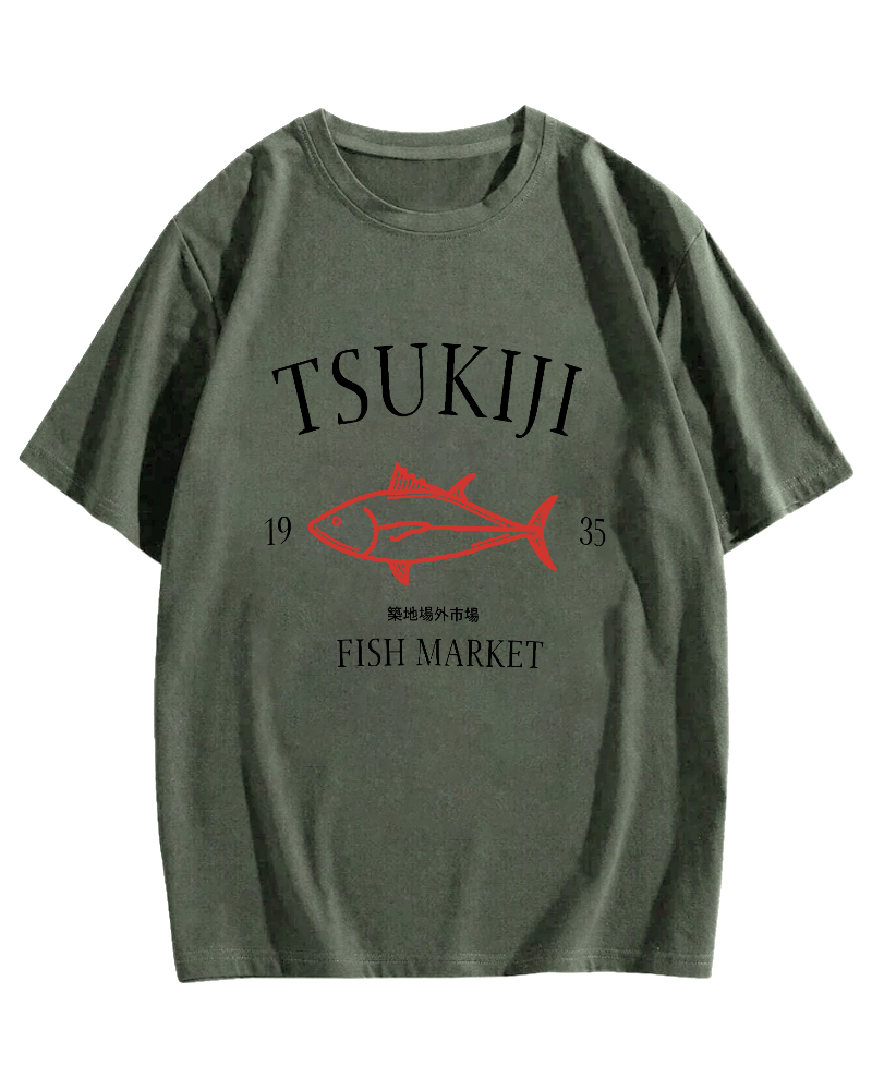 Japan's Tsukiji Off Market Cotton casual T-shirt