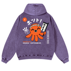 Osaka Dotonbori Takoyaki Vintage Washed Cotton Back Art Hoodie