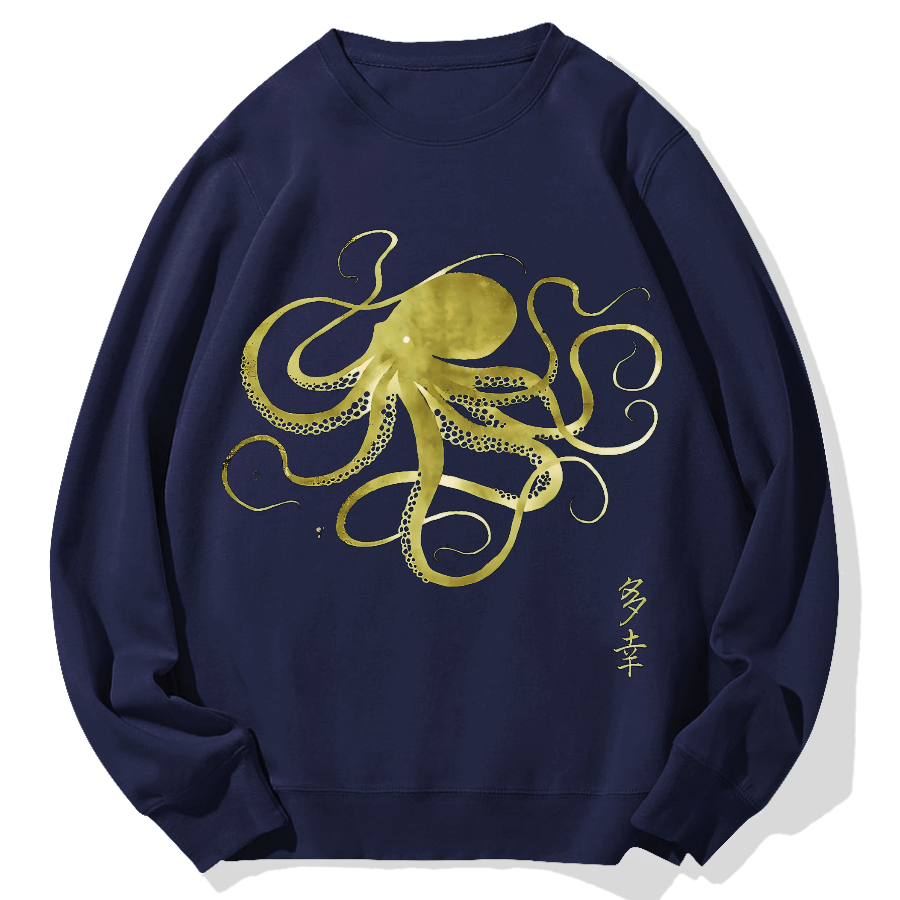Japanese Octopus Geek Cotton Sweatshirt