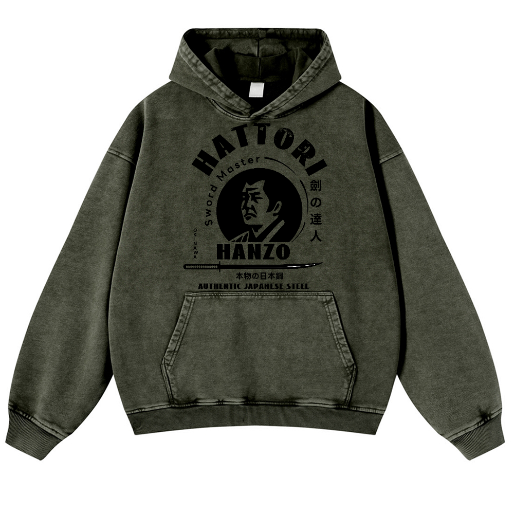 Okinawa Hattori Hanzo Vintage Washed Thick Cotton Hoodie