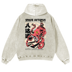 Space Octopus Vintage Washed Cotton Back Art Hoodie
